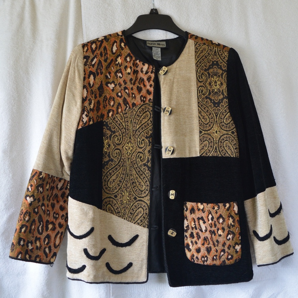 Indigo Moon Animal Print Patchwork Blazer